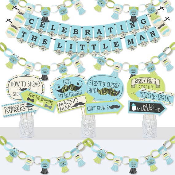 Dashing Little Man Mustache Party Banner And Photo Booth
