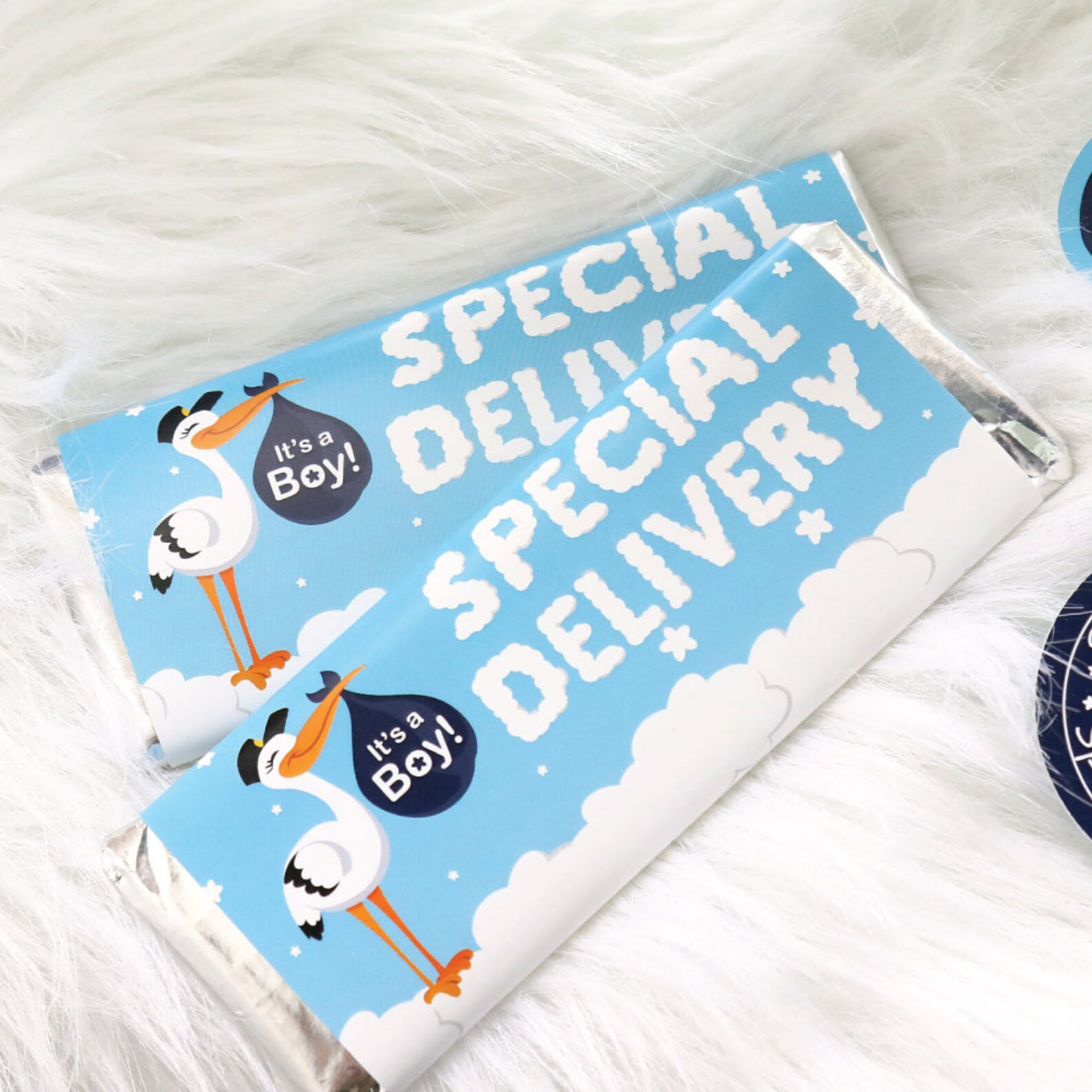 Boy Special Delivery Candy Bar Wrapper Blue Its A Boy Stork Etsy