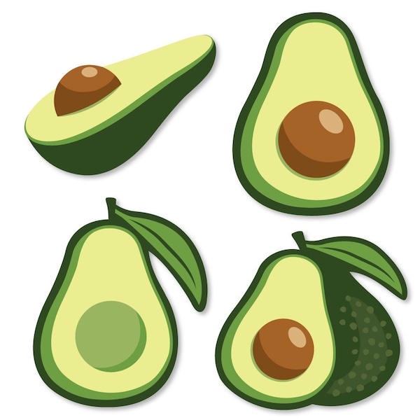 Hello Avocado - DIY Shaped Die Cut Paper Cut Outs - Fiesta Party Decor - Small Avocado Party Die-cuts - Cinco de Mayo Party - 24 Pc.