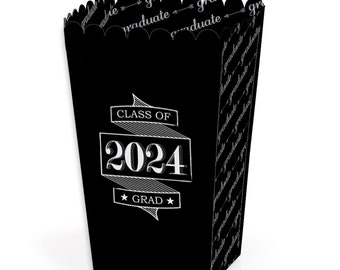 Graduation Cheers - 2024 Graduation Favor Popcorn Treat Boxes - Set of 12