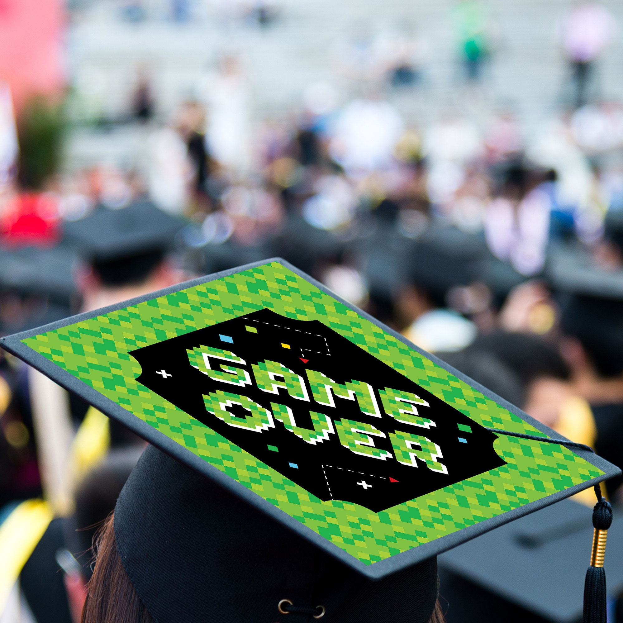 Gaming Grad Cap Game Over - Video Game Graduation Cap Decorations Kit - Grad Cap Cover ...