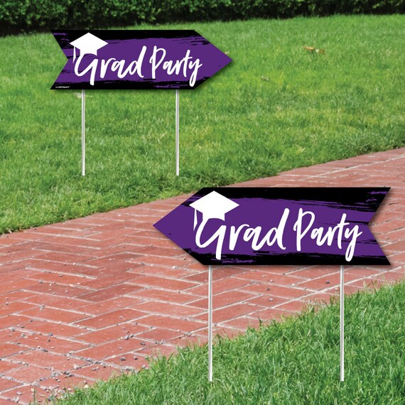 Purple Grad - Best is Yet to Come - Graduation Arrows - Double Sided Outdoor Yard Sign - Purple Grad Party - Weather Resistant Plastic -2 Ct Il_570xn
