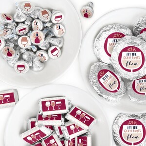 But First, Wine - Mini Candy Bar Wrappers, Round Candy Stickers and Circle Stickers - Wine Tasting Party Candy Favor Sticker Kit -304 Pieces