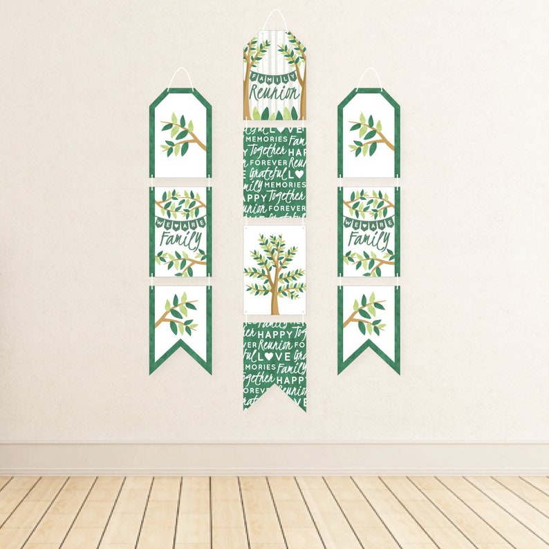 Family Tree Reunion Hanging Vertical Paper Door Banners Family Gathering Party Wall Decoration Kit Indoor Door Decor image 3