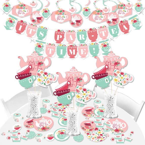 Floral Let’s Par-Tea - Garden Tea Party Supplies - Banner Decoration Kit - Fundle Bundle Il_570xn