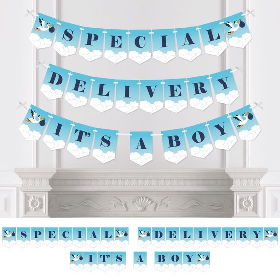 Boy Special Delivery - Blue It’s A Boy Stork Baby Shower Bunting Banner - Party Decorations - Special Delivery It's A Boy Il_570xn