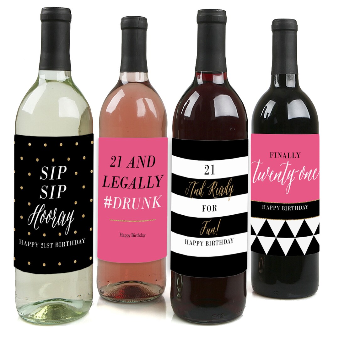 21st Birthday Wine Bottle Labels - Custom Finally 21st Girl Birthday ...