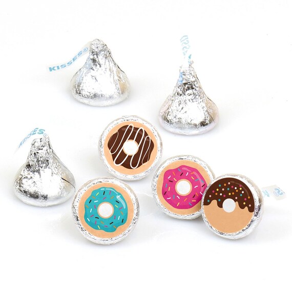 Donut Worry, Let's Party - Doughnut Party Round Candy Sticker Favors - Labels Fit Chocolate Candy (1 sheet of 108) Il_570xn