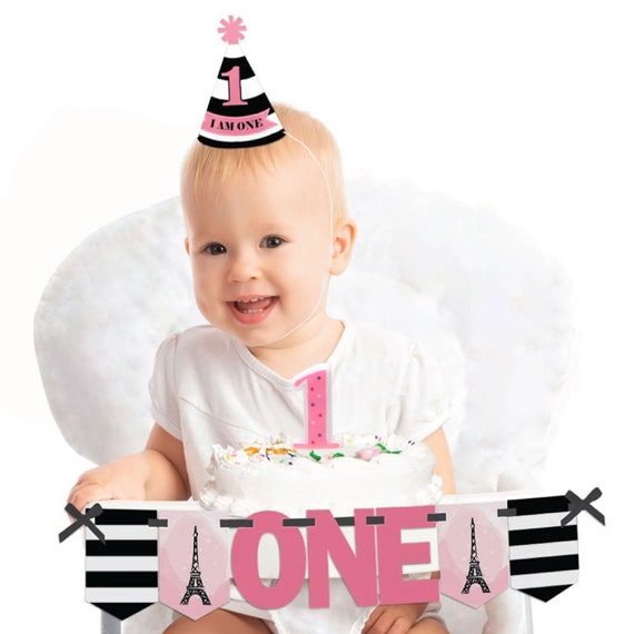 Paris, Ooh La La - Paris Themed 1st Birthday Girl Smash Cake Decoration Kit - Paris High Chair Banner Decor - Printed on Heavy Cardstock Il_570xn
