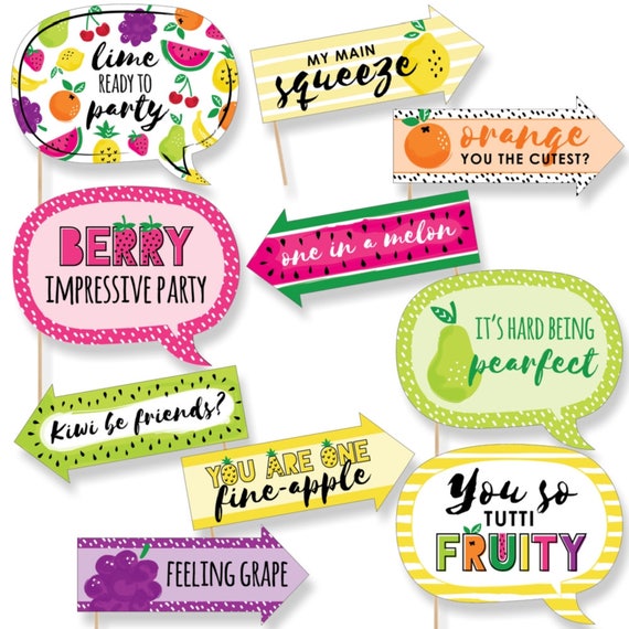 Tutti Fruity Photo Booth Props - Frutti Summer Photo Booth Prop Kit - Two-tti Fruity Selfie Props - Tropical Party - Summer Party - 10 pc. Il_570xn