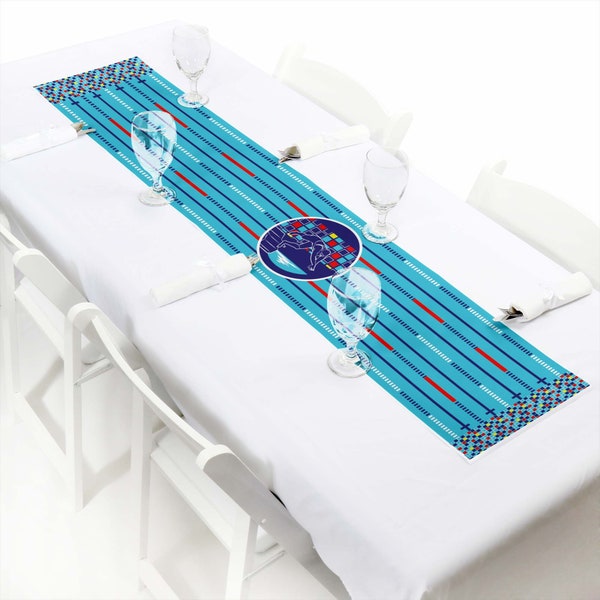 Making Waves - Swim Team - Petite Swimming Party or Birthday Party Paper Table Runner - 12 x 60 inches