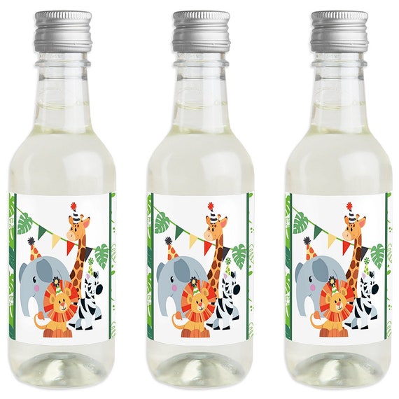 Jungle Party Animals - Mini Wine and Champagne Bottle Label Stickers - Safari Zoo Animals Baby Shower or Birthday Favor Gift - 16 Ct Il_570xn