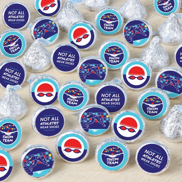 Making Waves - Swim Team - Swimming Party or Birthday Party Small Round Candy Stickers - Party Favor Labels - 324 Count