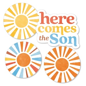 Here Comes The Son DIY Paper Small Sun-Shaped Cut-Outs, Boy Boho Baby Shower Decorations - 24 Count