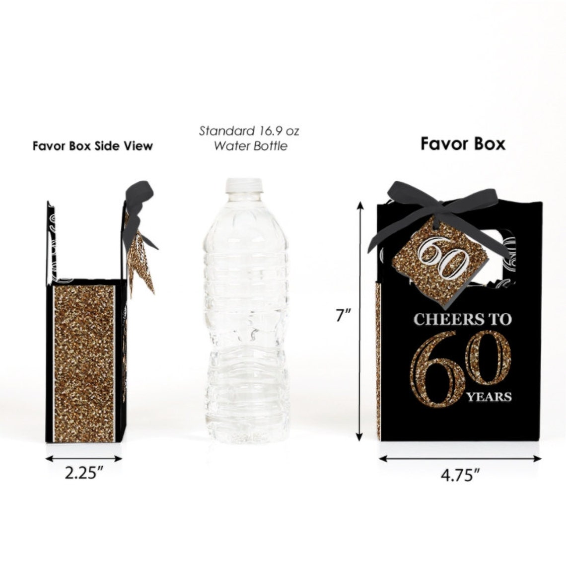 Adult 60th Birthday Gold Birthday Party Favor Boxes Set Etsy