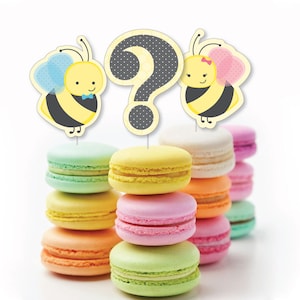 24 pc. Small What Will It Bee Gender Reveal DIY Shaped Paper Cut Outs Baby Shower Party Decoration Kit image 3