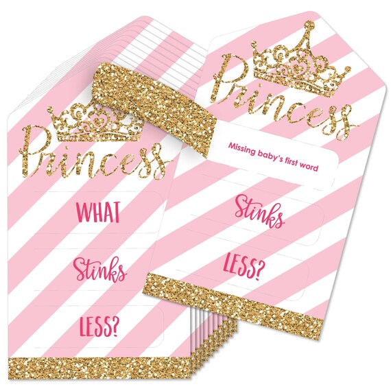Little Princess Crown Pink and Gold Princess Baby Shower Game Pickle