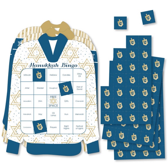 Happy Hanukkah - Bingo Cards and Markers - Chanukah Shaped Bingo Game - Set of 18 Il_570xn