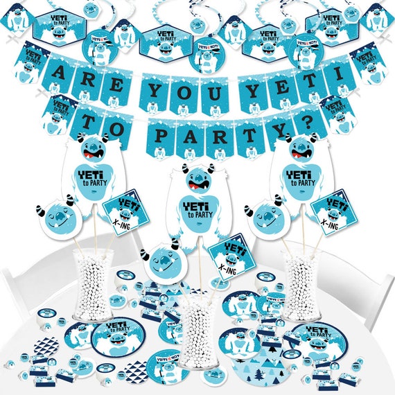 Yeti to Party - Abominable Snowman Party or Birthday Party Supplies - Banner Decoration Kit - Fundle Bundle Il_570xn
