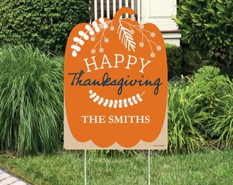 HAPPY THANKSGIVING 18x24 Yard Sign Corrugated Plastic Bandit Lawn Business FALL 
