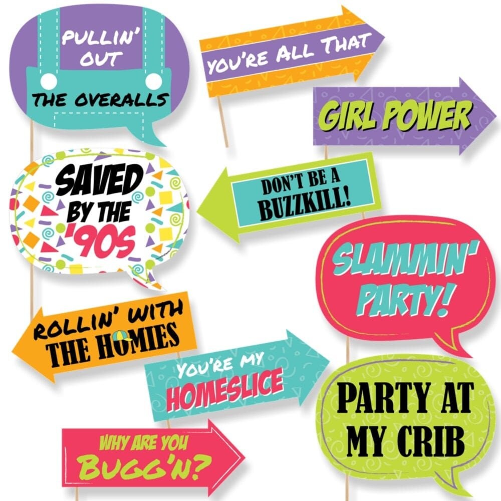 Funny 90s Throwback Party Photo Booth Props 1990s Party Photo Booth Prop Kit I Love the 90s Selfie Photo Props 90s Prom Party