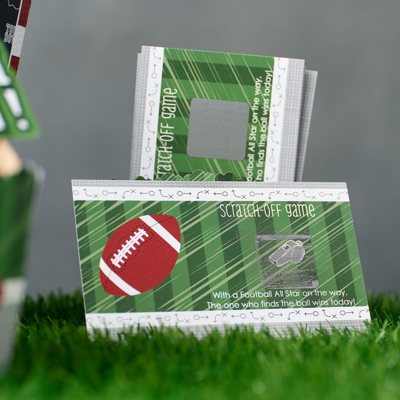 End Zone Football Baby Shower or Birthday Party Scratch Off Games 22 Football Scratch Off Game Cards image 2