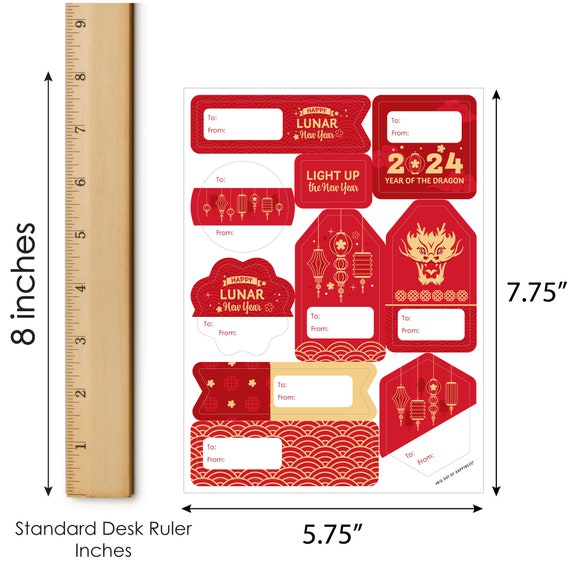 Big Dot of Happiness Lunar New Year - 2024 Year of The Dragon Party Favor Sticker Set - 12 Sheets - 120 Stickers