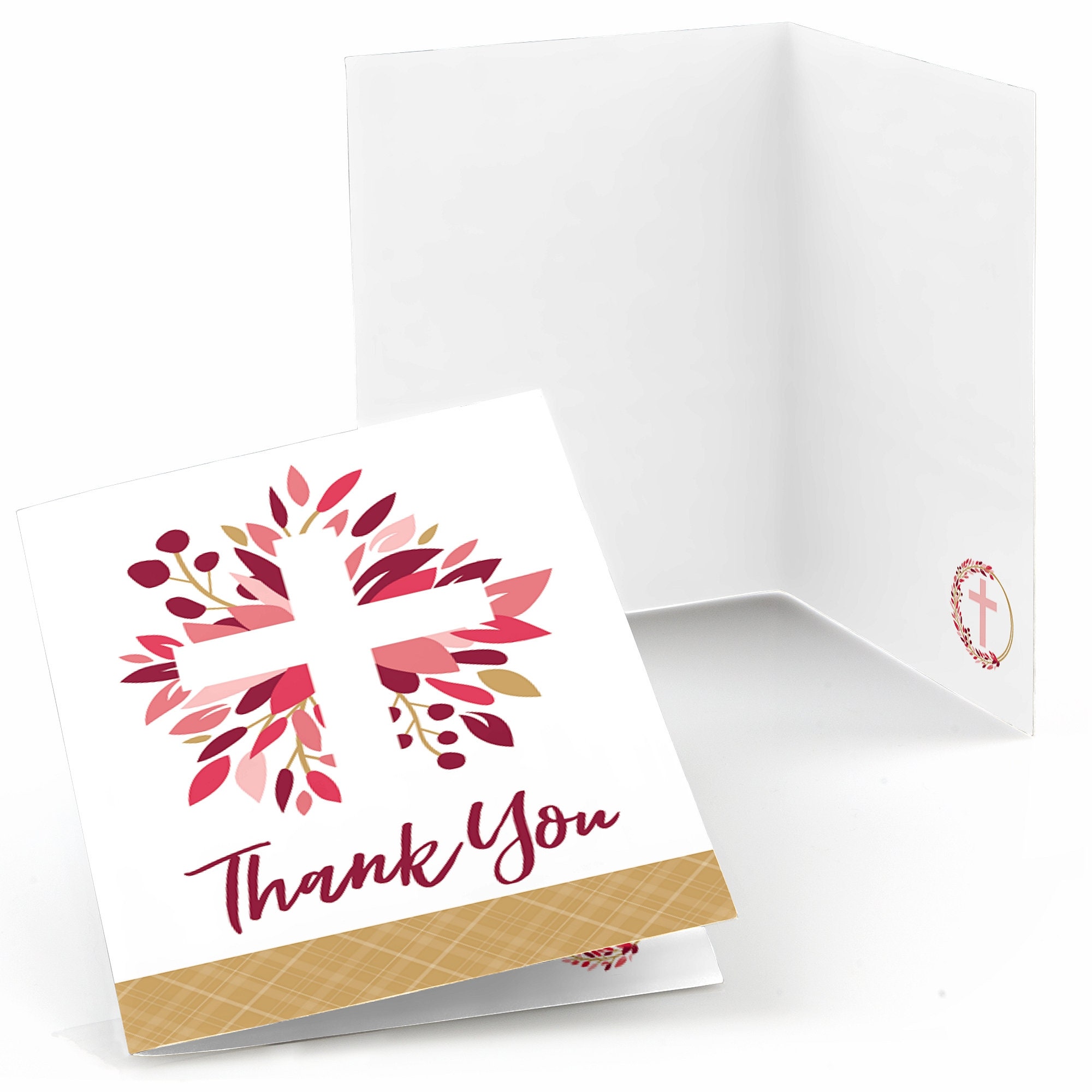Pink Elegant Cross Thank You Cards Girl Religious Party | Etsy