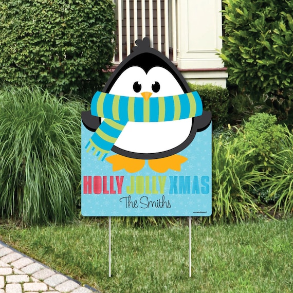 Holly Jolly Penguin Welcome Sign Christmas Party Outdoor Lawn Decorations Holiday Party Decoration North Pole Penguin Lawn Art By Big Dot Of Happiness Catch My Party