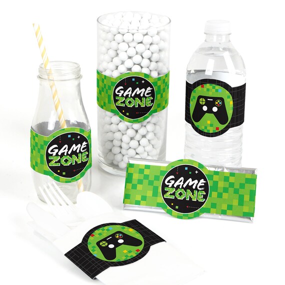 Game Zone - DIY Party Supplies - Pixel Video Game Party or Birthday Party DIY Wrapper Favors and Decorations - Set of 15 Il_570xn