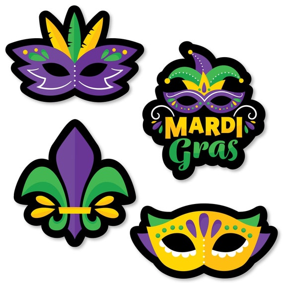 Colorful Mardi Gras Mask - DIY Shaped Masquerade Party Cut-Outs - 24 Count Il_570xn