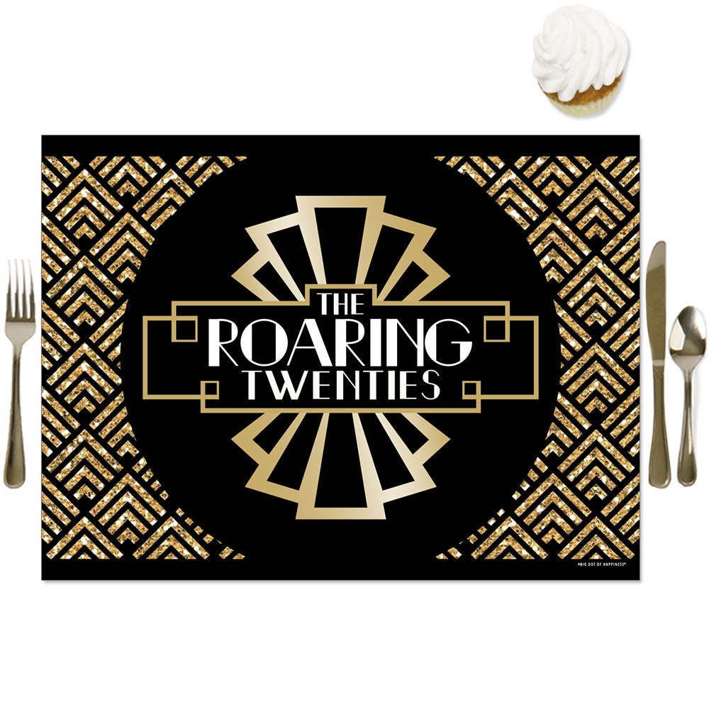 Roaring 20s Party Table Decorations 1920s Art Deco Jazz Party Placemats Set of 16