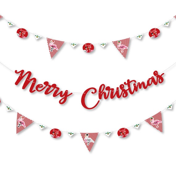 Flamingle Bells - Tropical Christmas Party Letter Banner Decoration - 36 Banner Cutouts and Merry Christmas Party Banner Letters Il_570xn