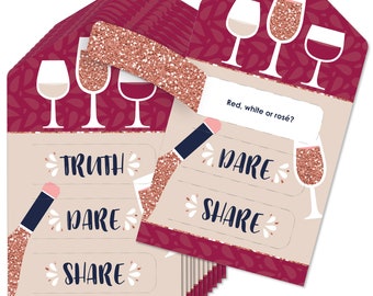 But First, Wine - Wine Tasting Party Game Pickle Cards - Truth, Dare, Share Pull Tabs - Set of 12