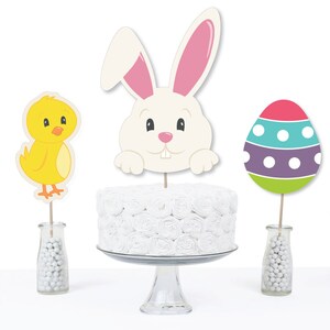 Hippity Hoppity Centerpiece Sticks Easter Bunny Party Table Toppers Easter Party Supplies Bunny, Chic and Egg Table Toppers 15 Ct image 3
