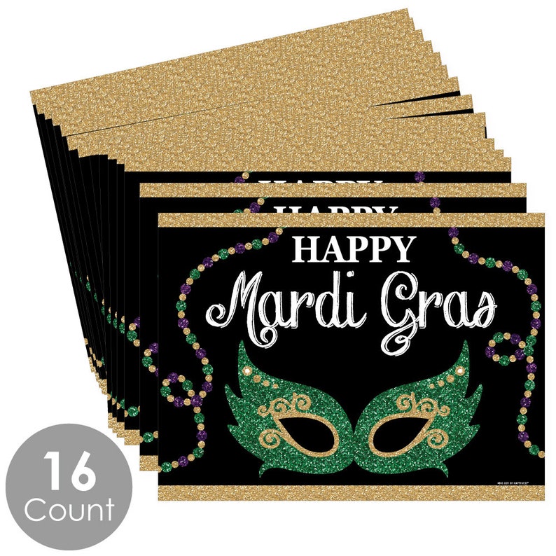 Mardi Gras Party Table Decorations Masquerade Party Placemats Set of 16 image 3