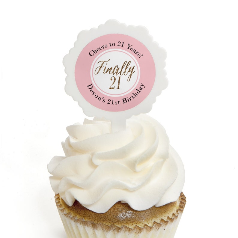 21st Birthday Party Cupcake Picks Finally 21 Girl Cupcake Etsy