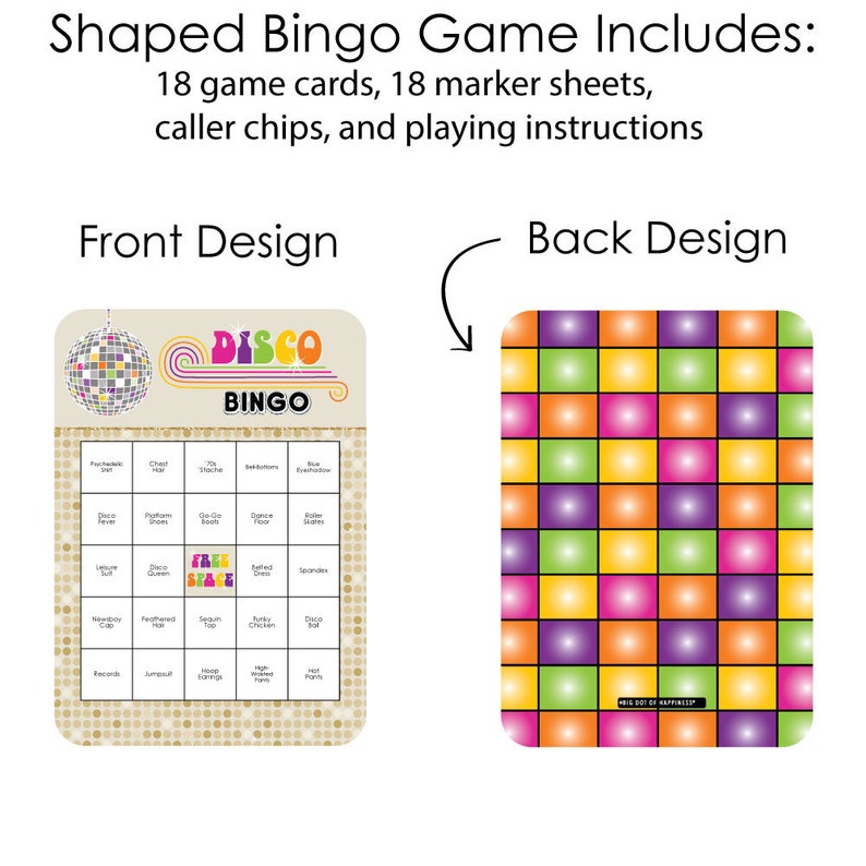 70’s Disco - Bar Bingo Cards and Markers - 1970s Disco Fever Party ...