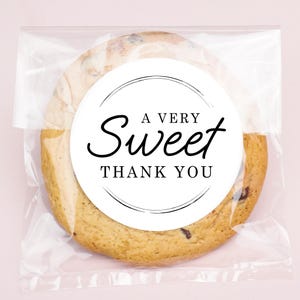 Simple Script Thank You Stickers and Clear Cookie Bags, Cellophane Treat Bags 4.25x7 Inches, Wedding Party Favor Gifts - 25 Count