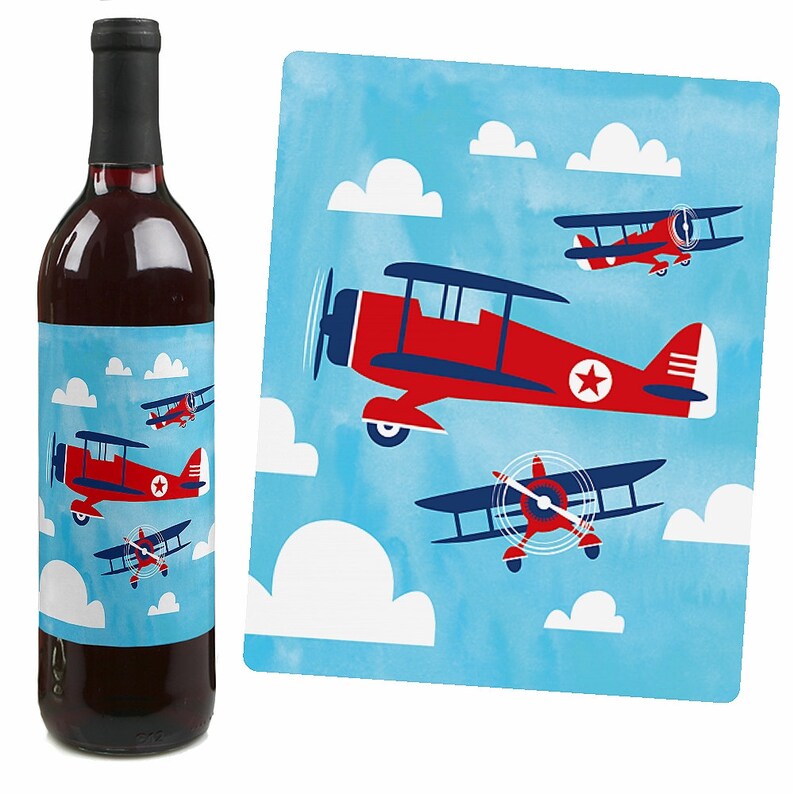 Taking Flight Airplane Wine Bottle Labels Vintage Plane Etsy
