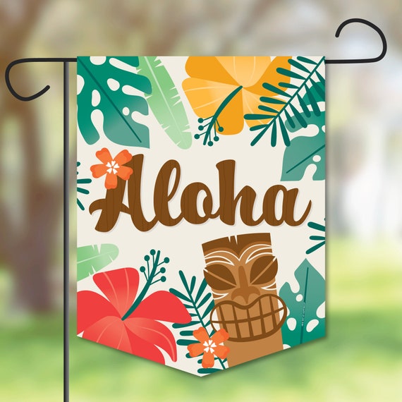 Tropical Luau - Outdoor Lawn and Yard Home Decorations - Hawaiian Beach Party Garden Flag - 12 x 15.25 inches Il_570xn
