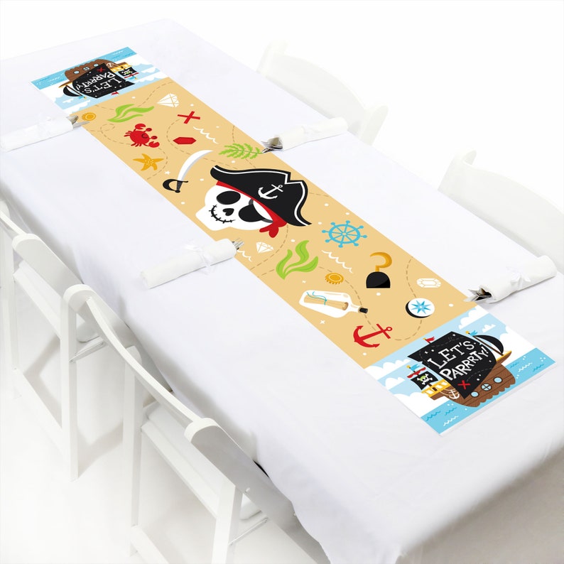 Pirate Ship Adventures Petite Skull Birthday Party Paper Table Runner 12 x 60 inches image 1