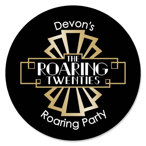 Roaring 20 S Circle Sticker Labels Personalized 1920s Art Deco
