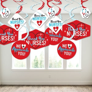 Thank You Nurses Nurse Appreciation Week Hanging Decor Party Decoration Swirls Set of 40 image 3
