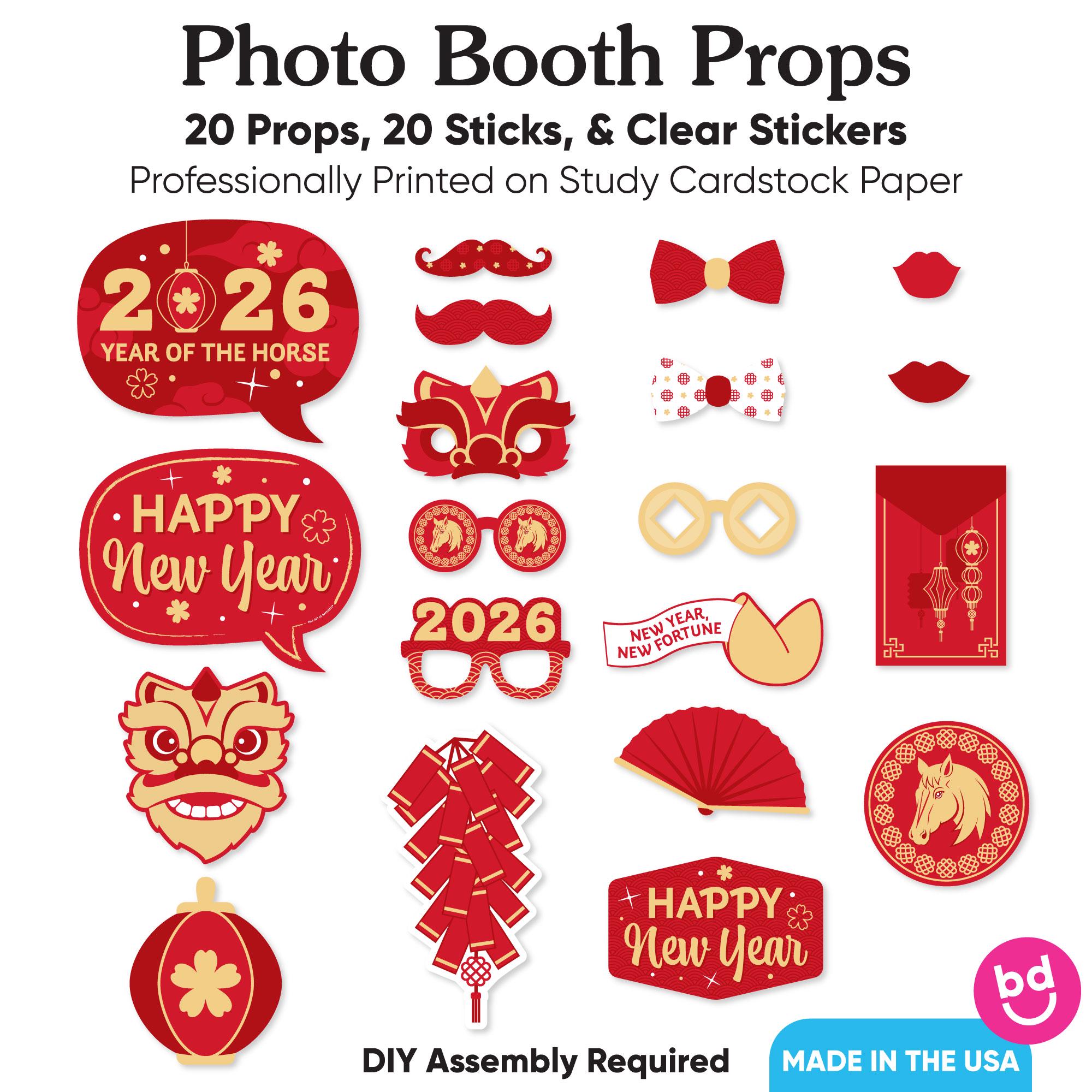 lunar new year - 2026 year of the horse photo booth props kit - 20