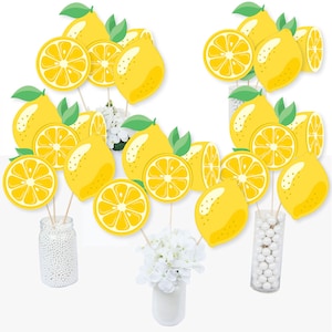 So Fresh - Lemon - Citrus Lemonade Party Centerpiece Sticks - Table Toppers - Set of 15