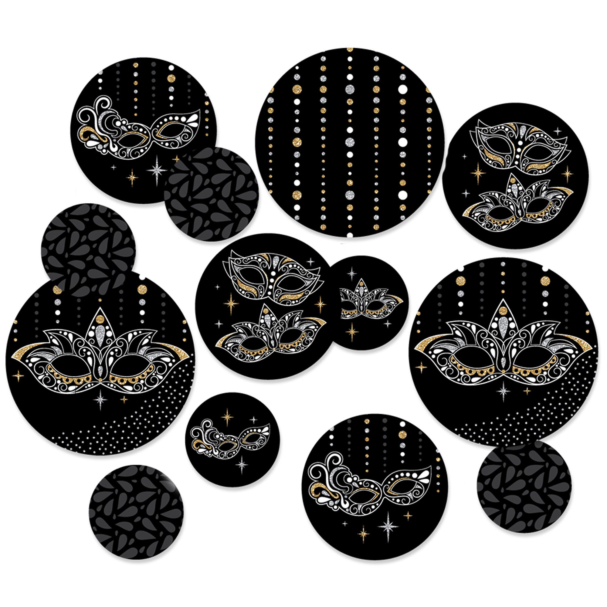 Masquerade Venetian Mask Party Giant Circle Confetti Party Decorations Large Confetti 27 Count