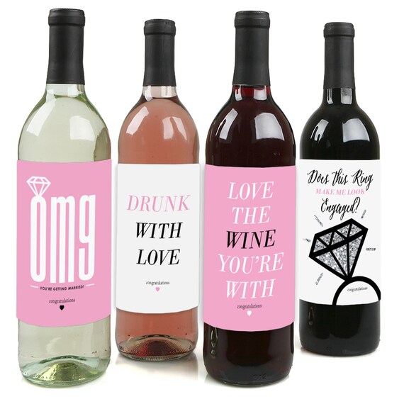 OMG, You're Getting Married - Bachelorette Party Wine Bottle Labels for Women and Men - Set of 4 Sticker Labels Il_570xn