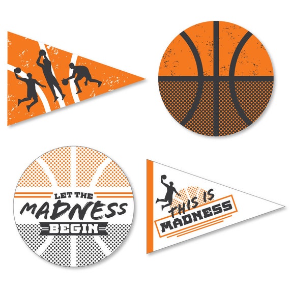Basketball - Let the Madness Begin - DIY Shaped College Basketball Party Cut-Outs - 24 Count Il_570xn