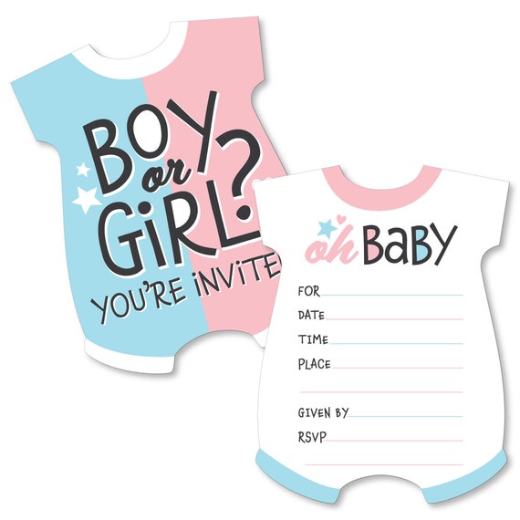 Baby Gender Reveal Shaped Fillin Invitations Team Boy or Etsy